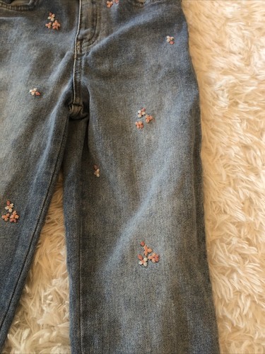 Cat &Jack Girls Size 8 Jeans High Rise Skinny Super Stretch Floral Detail - Picture 2 of 4