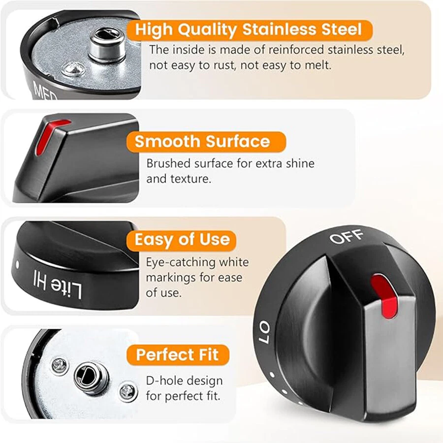 DG64-00473B perillas de estufa para perillas de rango de gas Samsung-Gas Pack de 5 Foto 4 de 4