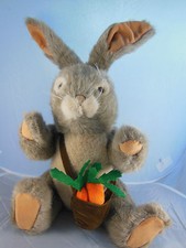 Vtg Dakin Easter Bunny Firm Plush with Carrots Fully Jointed 16" 5" Ears 1994