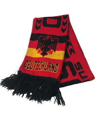 Deutschland Germany Team Football Scarf Red/Yellow/Black Fringe