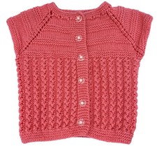 Vintage Handmade Sweater Vest Toddler Girls 2T Pink With Buttons