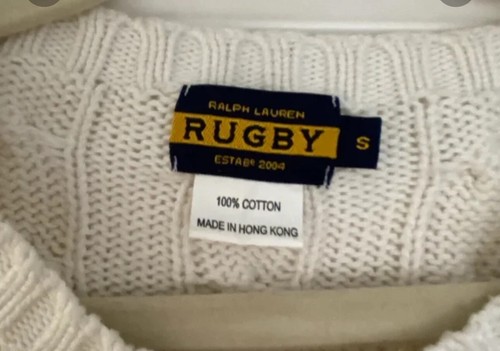 Ralph Lauren Rugby beige girls cableknit Crewneck sweater size small 10 12 years - Picture 2 of 2