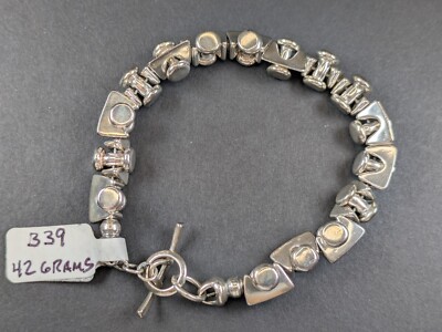 .925 Sterling Silver Contemporary 7'' Bracelet - 42 grams - New Old Stock #B39