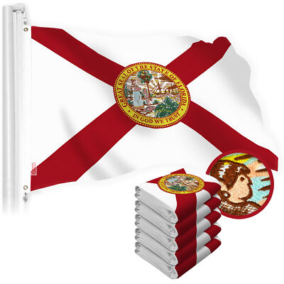 G128 5 Pack: Florida FL State Flag 2.5x4 Ft Embroidered 220GSM Spun Polyester