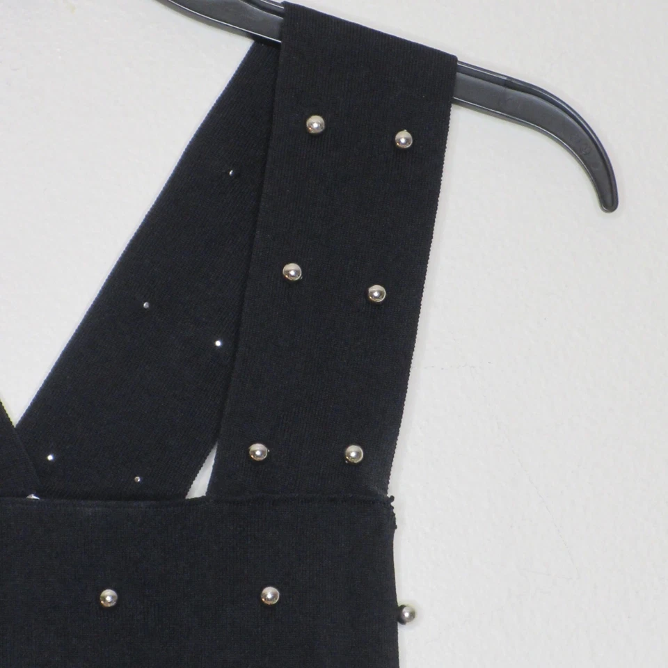 Новый с ярлыками бар lll женщин квадратный вырез толщиной трикотажа ребристый бисером Майка черный XS B9 - Изображение 4 из 4