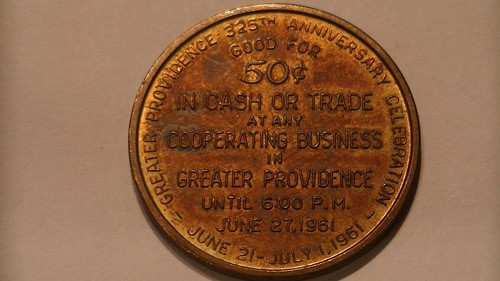1961 Gran Providencia 325 Aniversario Celebración 50 Céntimos Medio Dólar Ficha - Imagen 16 de 22
