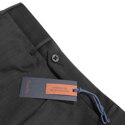 Zanella NWT Stretch Dress Pants Size 32 US Curtis In Black 100% Wool