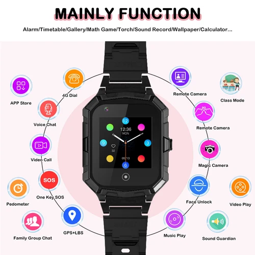 Smartwatch 4G Dzieci Telefon Zegarek z GPS WiFi Rozmowa wideo SOS dla chłopców Dziewcząt - Zdjęcie 5 z 65