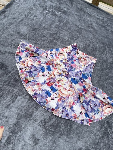 Pleated Floral Skirt Art Wear Pin Tuck Water Color Maxi PXS XSP XS Petite 4451 - Picture 4 of 7