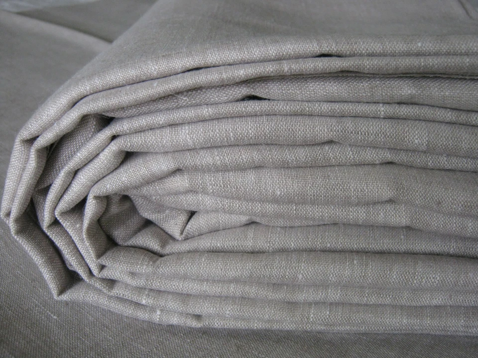 Wide Linen Fabric Width 87" Oatmeal 100% Pure Flax Cloth Eco Friendly Light Gray - Image 2 of 2