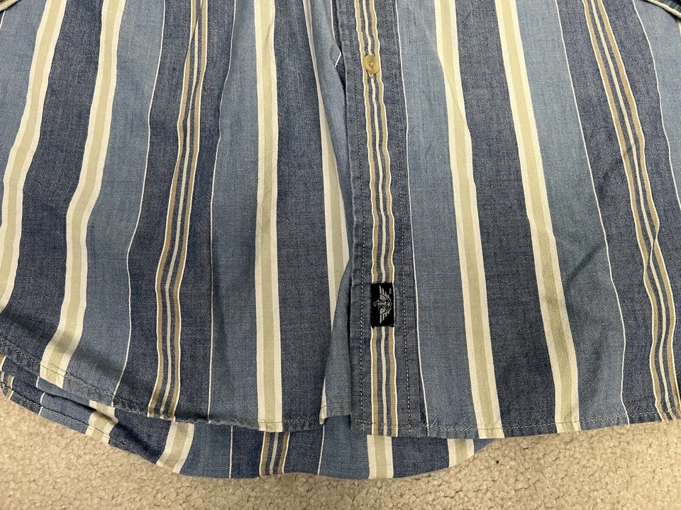 Camisa De Colección Dockers Para Hombres 2XL Azul Índigo Abotonada Informal Rayas Cambray Foto 3 de 4