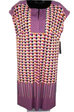 Laundry Shelli Segal Womens Geometric Shift Dress Small Pink Multicolor $138