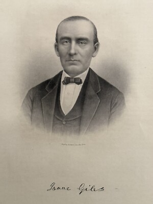 Isaac Giles from Laurel Delaware Antique Print Scharf's Original Engraving 1888