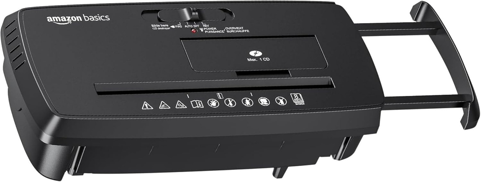8-Sheet Strip Cut Paper,CD & Credit Card Shredder,Compact,NoBasket-Extendable Ar