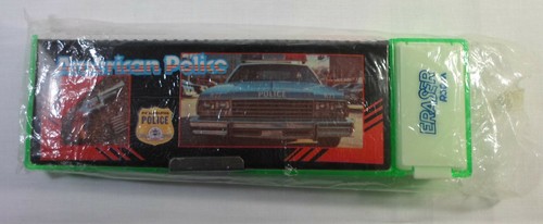 VTG 80's AMERICAN POLICE 2 SIDES PENCIL BOX CASE STATIONERY KOREA UNUSED - Picture 12 of 12