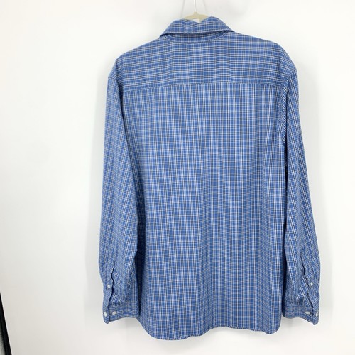 Camisa LL Bean Hombres Talla XL Top Con Botones Azul Cuadros A Cuadros Nylon Elástico - Imagen 4 de 7