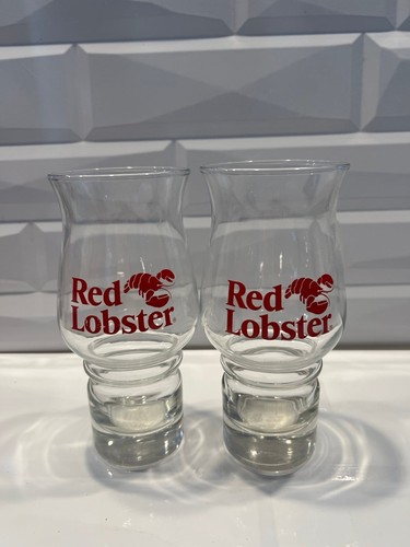 Vintage Red Lobster Hurricane Cocktail Glasses