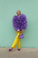 IRIS APFEL X H&M JACQUARD WEAVE PANT YELLOW SIZE UK8