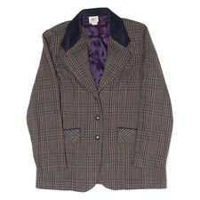 Vintage Maggie Lawrence Womens Blazer Jacket Blue Wool 90s Houndstooth M