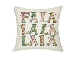 FA LA LA Whimsical Fun Christmas Throw Pillow Cover Winter Holiday Home Decor