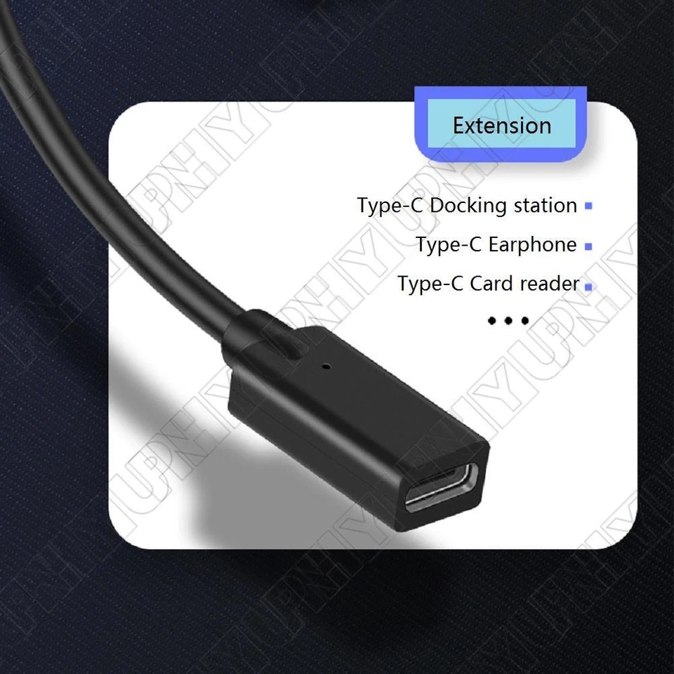 30cm USB 3.1 Type C Male to Type C Female Charging Data Extension Cable Adapter - Image 3 of 4