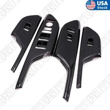Carbon Fiber Look Interior Door Window Switch Cover Trim For Honda Civic 2016-20 Carbon Fiber Look Interior Door Window Switch Cover Trim For Honda Civic 2016-20