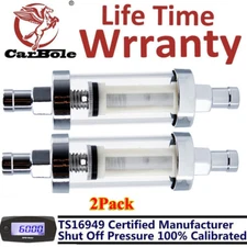 2Pcs Fuel Filter ​Clear View Inline 3/8" Chrome Hose Barb Petrol Water Universal