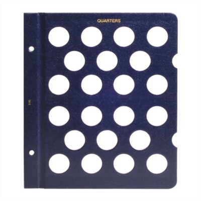 Whitman Blue Album Blank Page For US Quarter Coins 22 Ports Holes Long Term New
