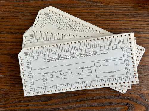 10 Vintage Computer Punch Cards Time Cards McBee H6680*C NOS Vintage Card Stock - Picture 4 of 5