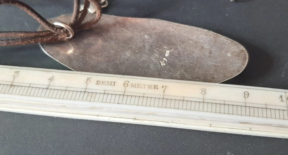 Ciondolo in argento E Smalto -Anni 60 -Laccio In Cuoio - Immagine 4 di 4