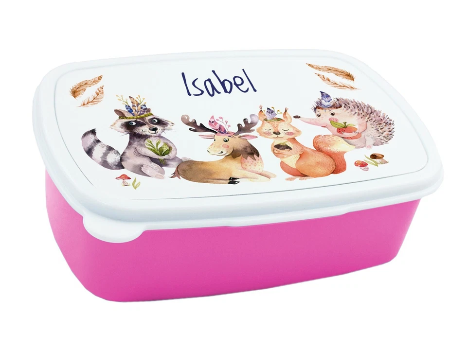 Brotdose mit Name für Mädchen, Brotbox Tiere personalisiert Geschenk Einschulung