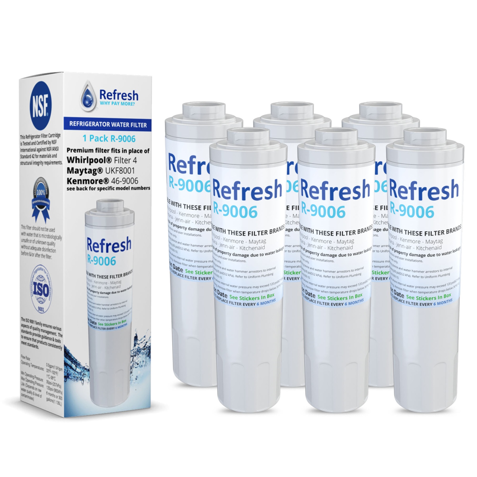 Refresh UKF8001 Replacement Water Filter for KitchenAid 67003523750 (6