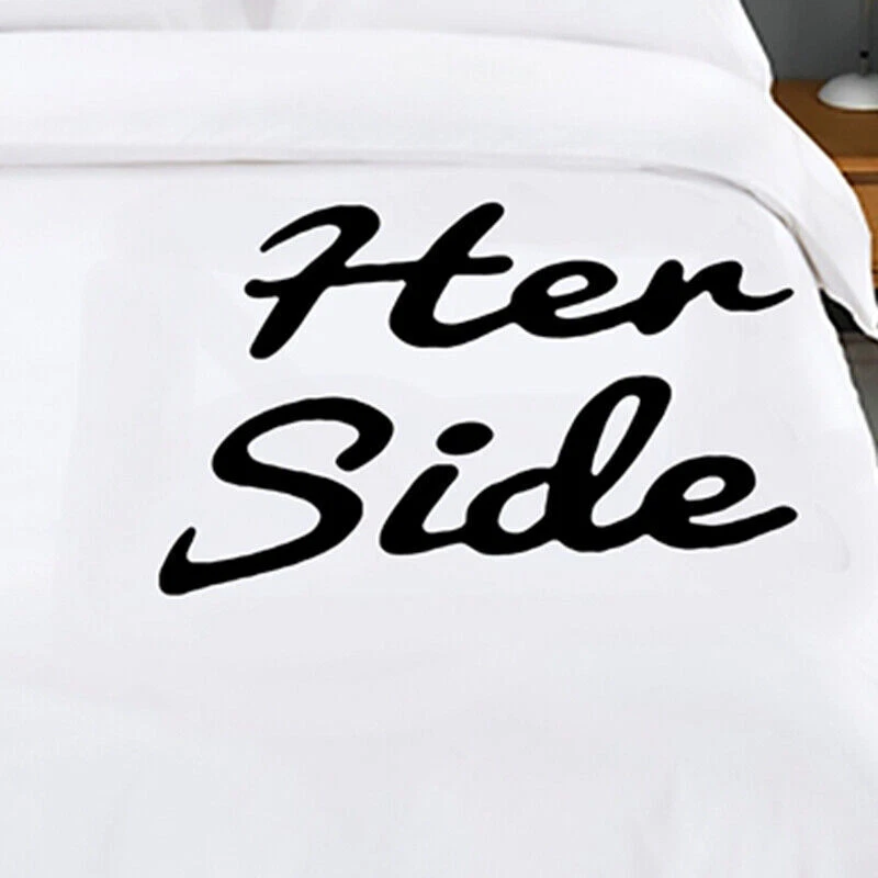 His Her Side Duvet Cover Set Pillowcase Queen/King Size Bedding Lover Couple 3D - Image 4 of 4