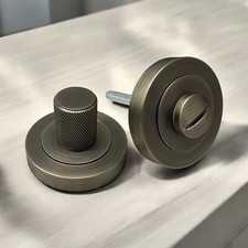 Matt Antique Brass Knurled Bathroom Thumb Turn Release Door Internal Reeded