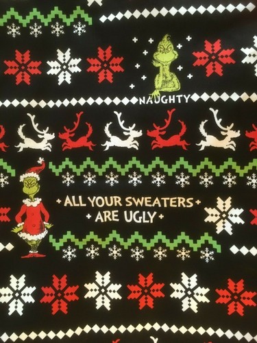 Grinch Christmas Ugly Sweater Fabric 