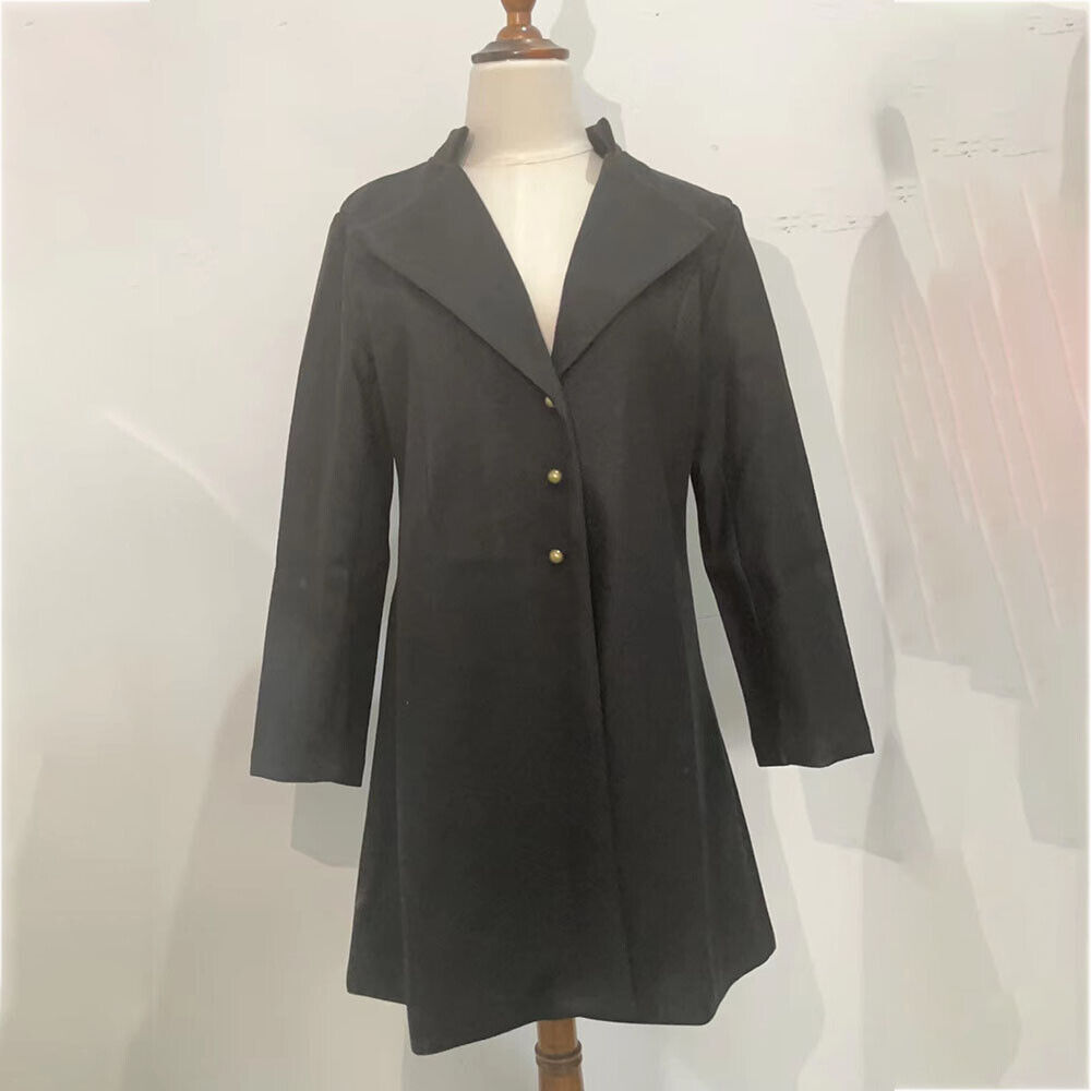 Women Woolen Blazer Coat Long Jacket Trench Coat Overcoat Slim Fit ...