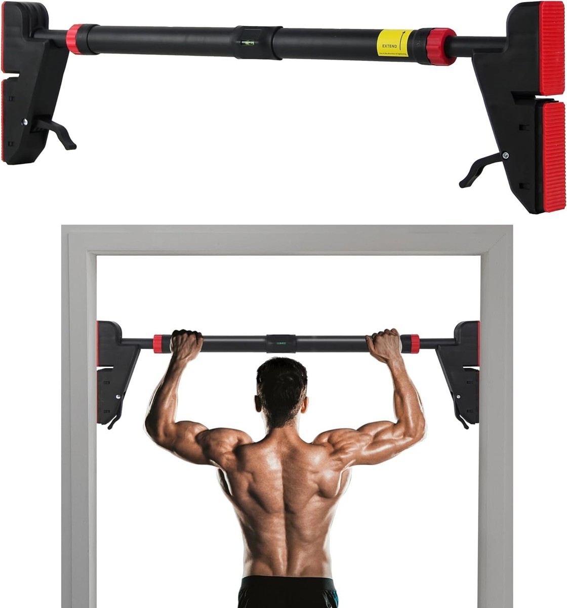 Adjustable Pull Up Bar No Drill Installation Upper Body
