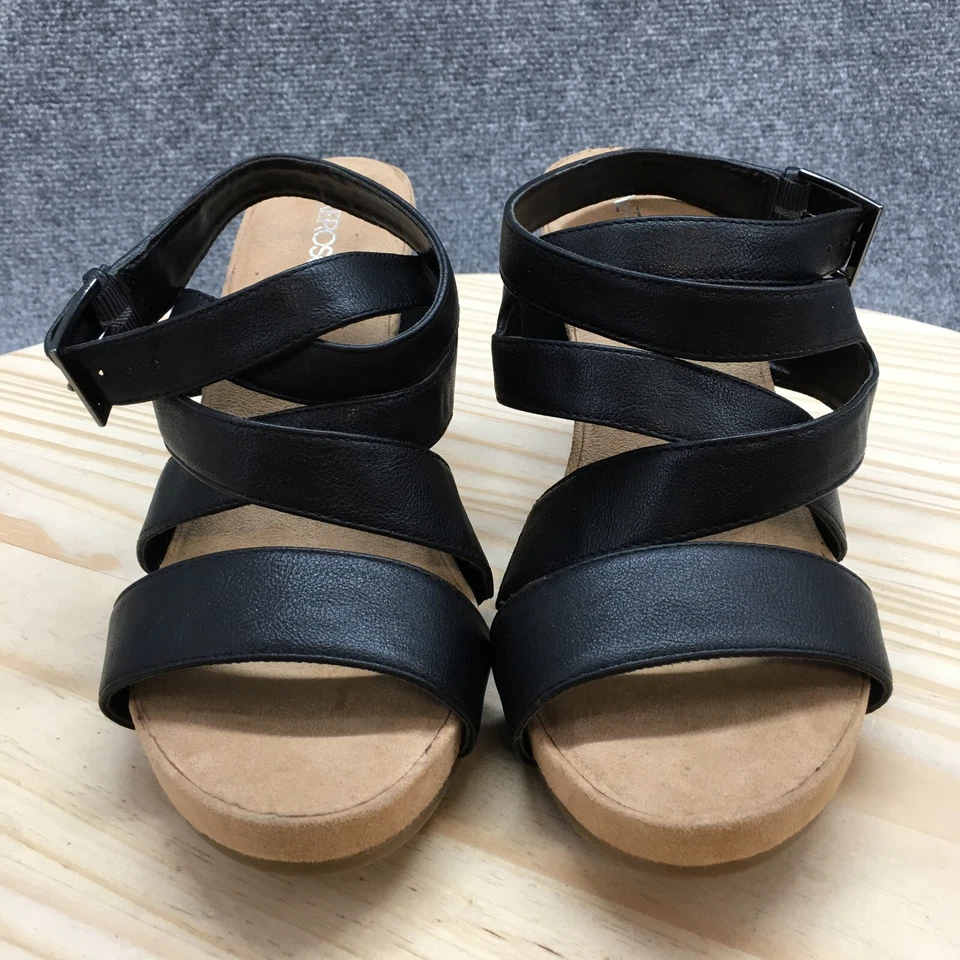 Sandalias Aerosoles Mujer 10 M Plateadas Felpa Gladiador Negras Informales Tacones de Cuña Foto 4 de 4