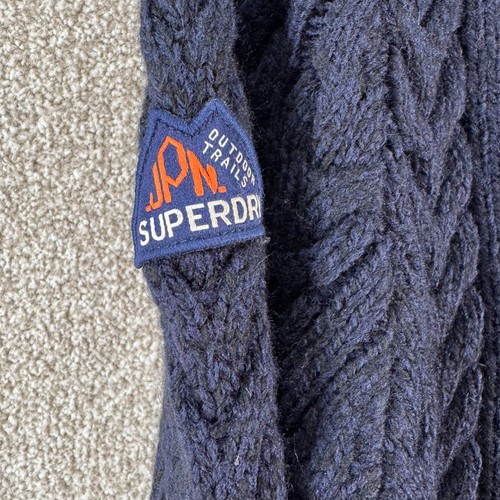 Superdry Men’s 2XL Blue Wool Blend Cable Knit Crew Neck Jumper - Picture 5 of 9