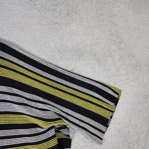Marla Wynne Top Women's Medium Black Yellow Striped Side Slits Cropped Blouse - Picture 3 of 9
