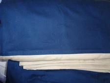 2 Pottery Barn Teen Classic Border curtains drapes blackout 44 63 navy stone New