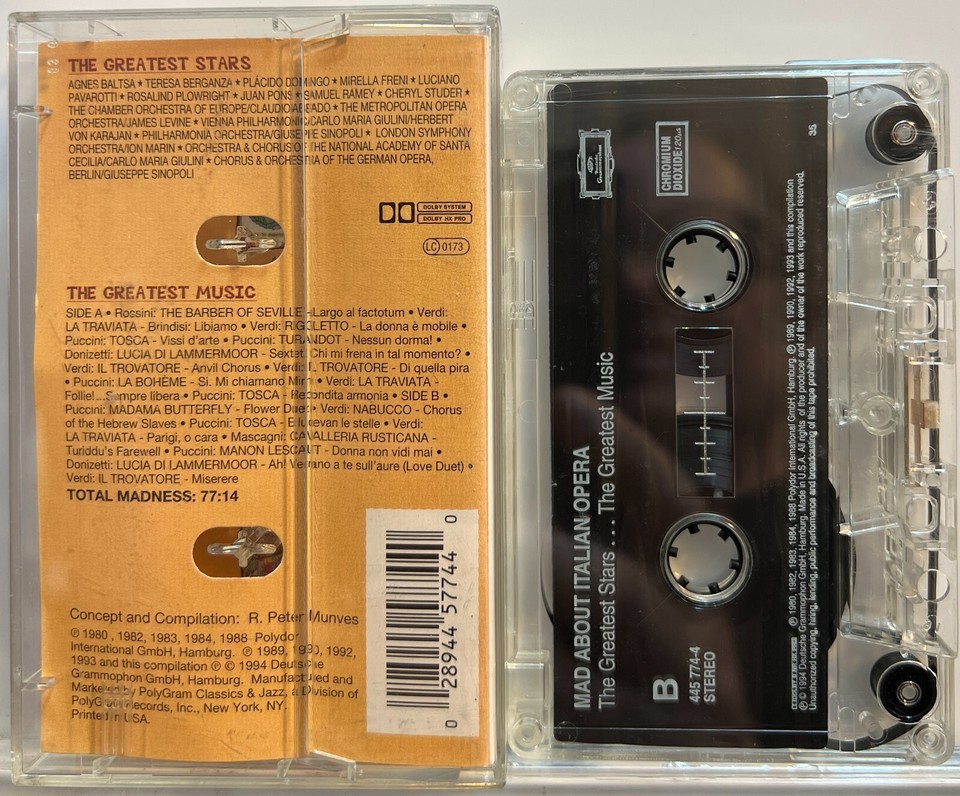 Mad About Italian Opera (Cassette Tape Deutsche Grammophon) *Rare ...