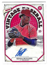 KENYA HUGGINS 2023 ONYX VINTAGE BASEBALL ON CARD AUTO BLUE INK