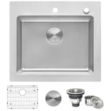 Ruvati 25"x22" Drop-in Topmount 16Gauge Single Bowl Kitchen Sink- RVM5025 (1750)