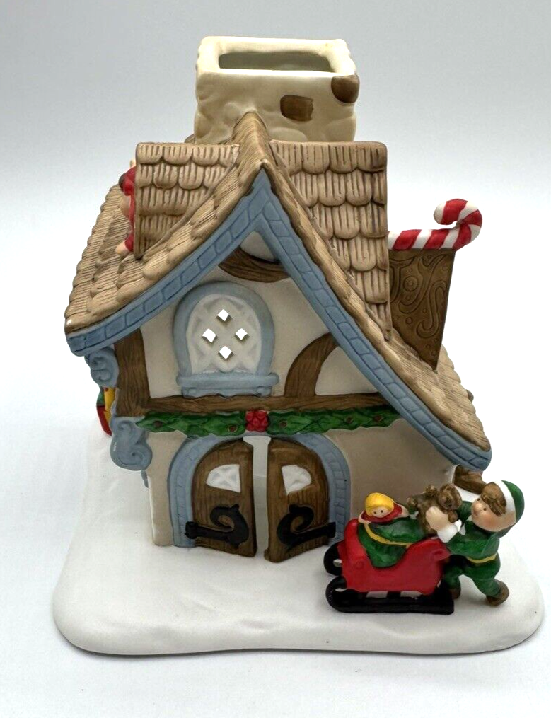 PartyLite Santa's Workshop Christmas Tealight Holder with Elves and Sled
