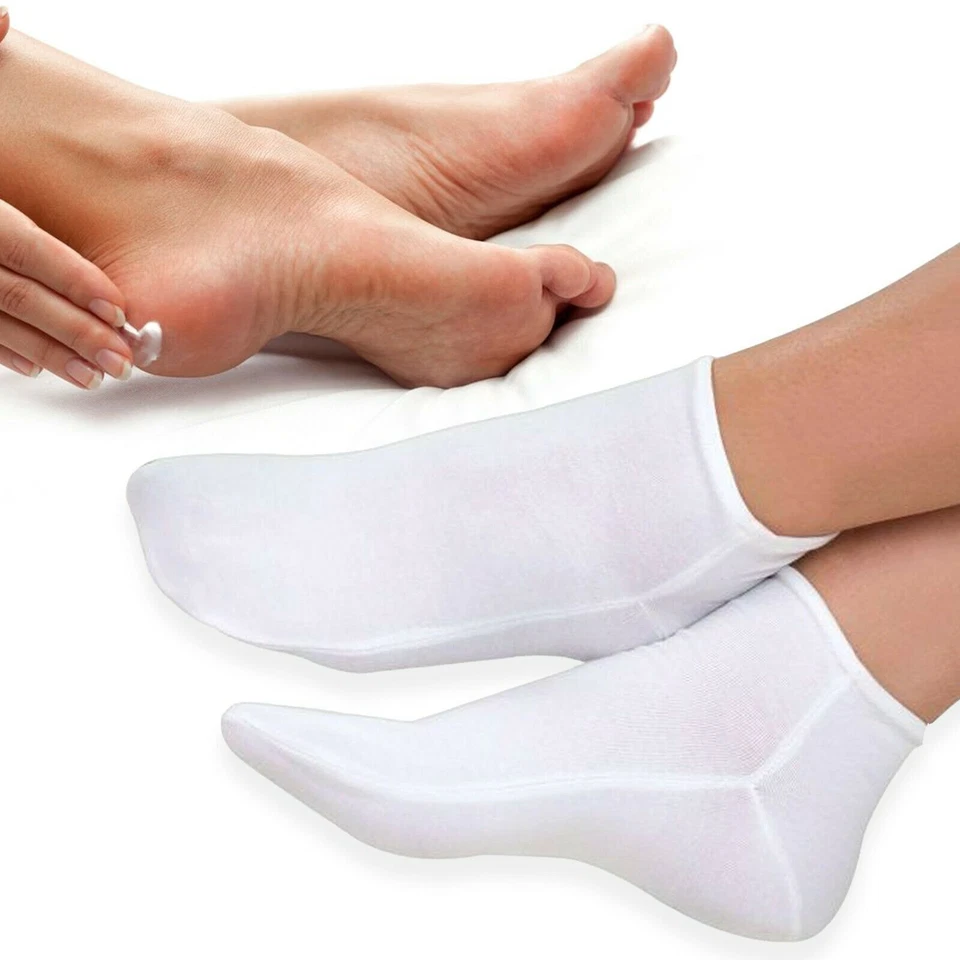 STRETCHY COTTON MOISTURISING SOCKS Overnight Treatment Dry/Hard Feet Foot Repair - Image 3 of 4