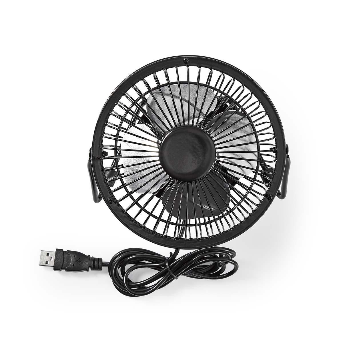 Mini ventilateur de table Nedis 10cm en metal noir inclinable de 3W
