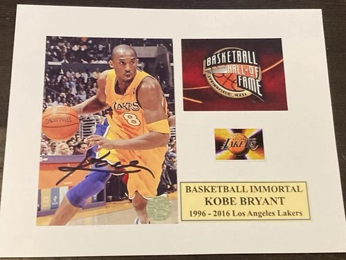 Kobe Bryant Autographed Signed 5x7  photo In a 8x10 Matt “Lakers” HOF,  COA