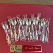 COUVERTS TABLE 12P CHRISTOFLE FRANCE MALMAISON 20.5CM  METAL ARGENTE NEUF