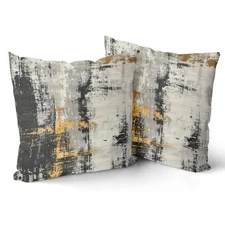 Black Gold Throw Pillow Covers - Set of 2 Abstract Modern Decorative Pillow C...